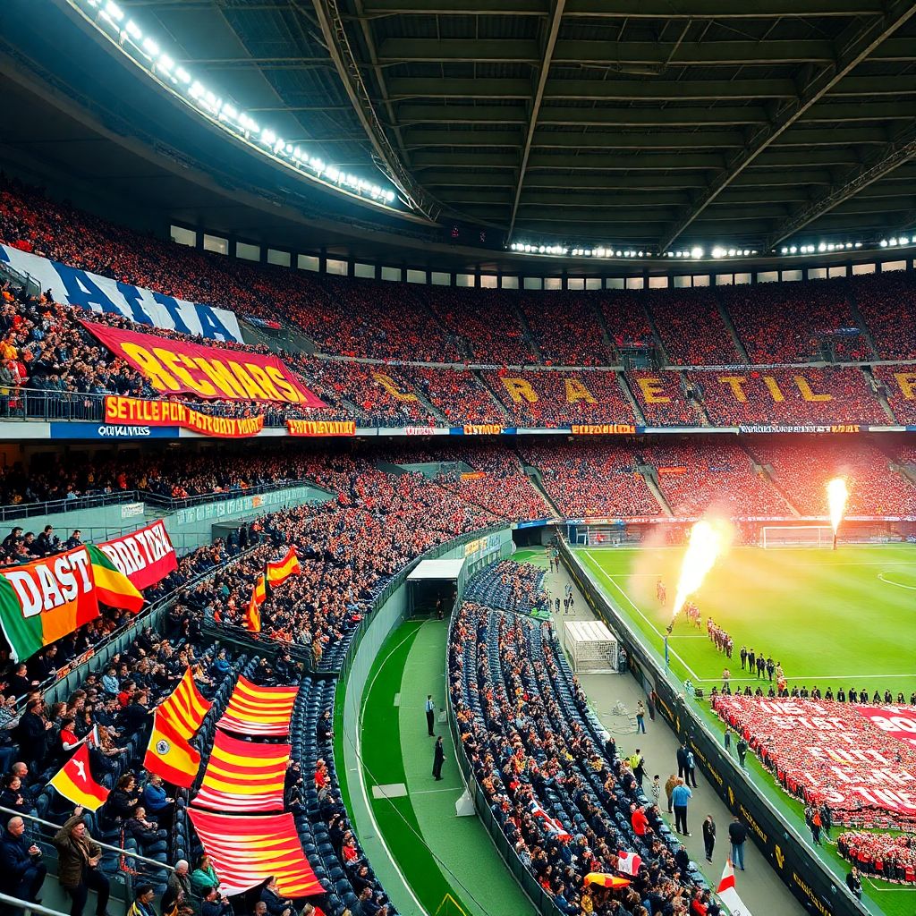 Как болельщики подготавливают трибуны к важному матчу и создают атмосферу стадиона