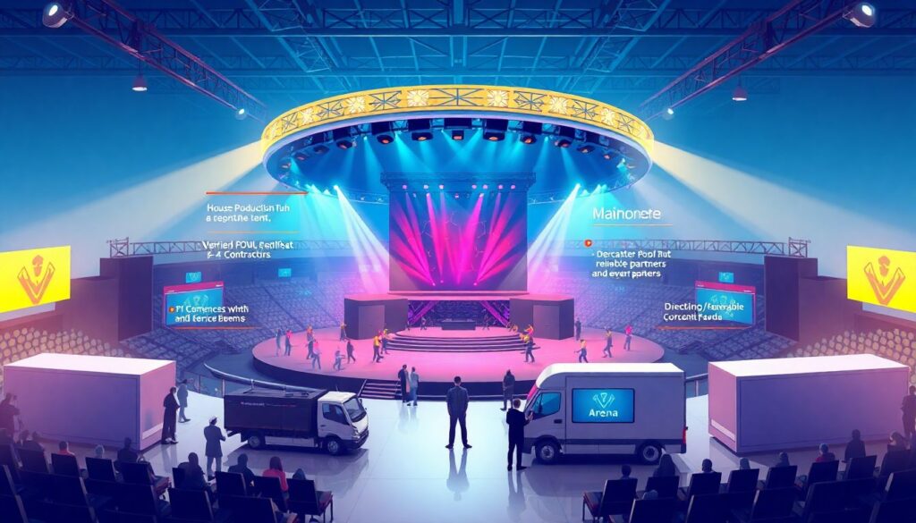 Организация мероприятий на арене за день до матча - иллюстрация